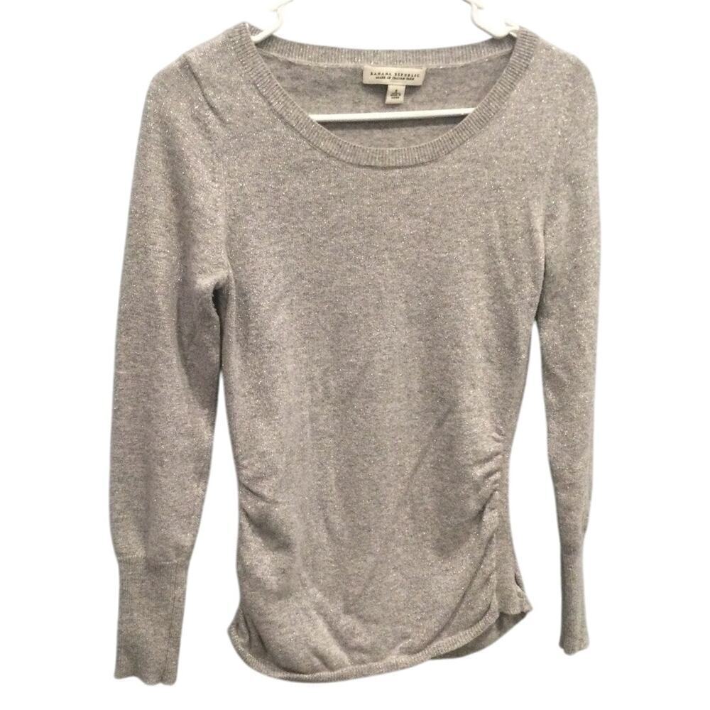 Banana Republic Womens Cashmere Blend‎ Sweater Size Small Silver Metallic Preppy